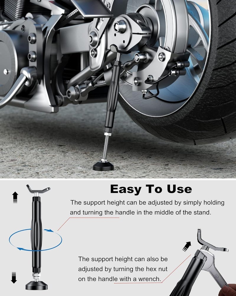 BRCOVAN Motorcycle Stand Wheel Chain Cleaning Maintenance Stand, Portable Lift Stand Jack, Replacement Ridding Emergency Tool for All Motorcycle, Set Includes Brake Buckle - Image 3